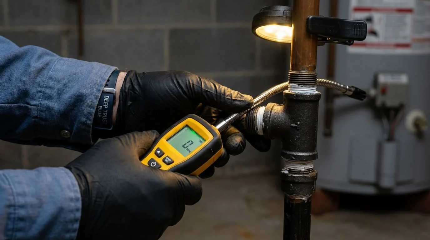 Gas leak detection with electronic sniffer by Johns Plumbing LLC in Onida