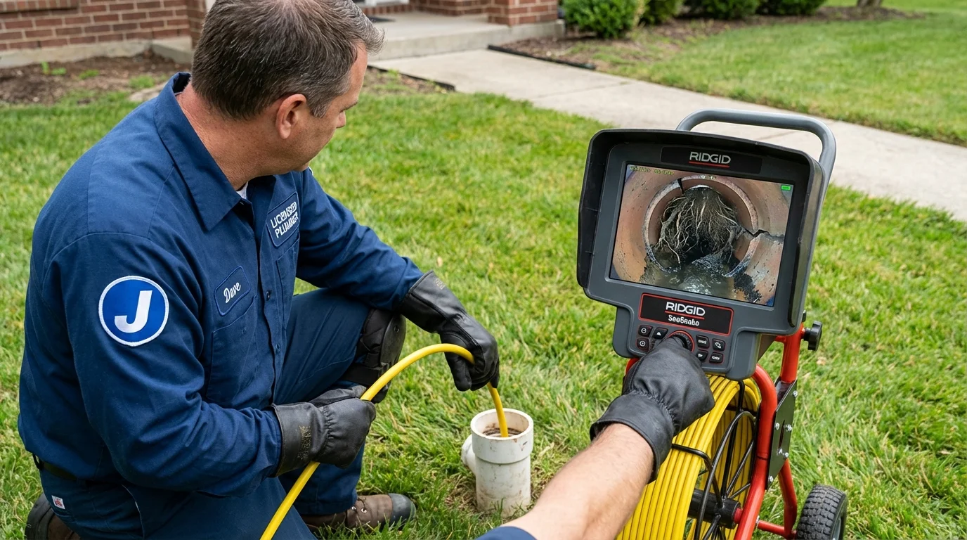 Sewer camera inspection being performed by Johns Plumbing LLC in Onida