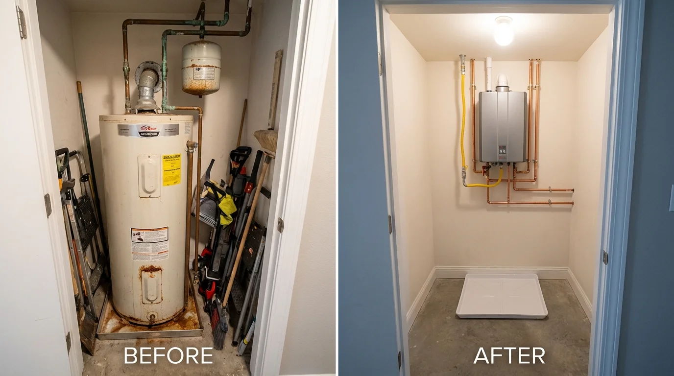 Tank water heater versus wall-mounted tankless unit comparison for Onida, SD homeowners